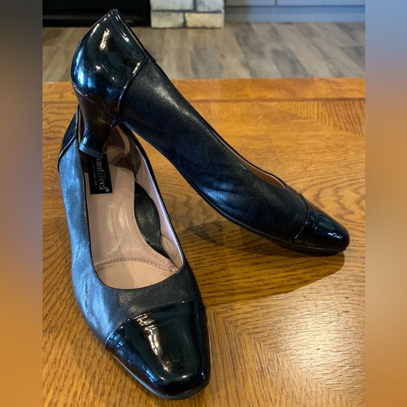 Black Leather and Reptile Print Pumps by BeautiFeel